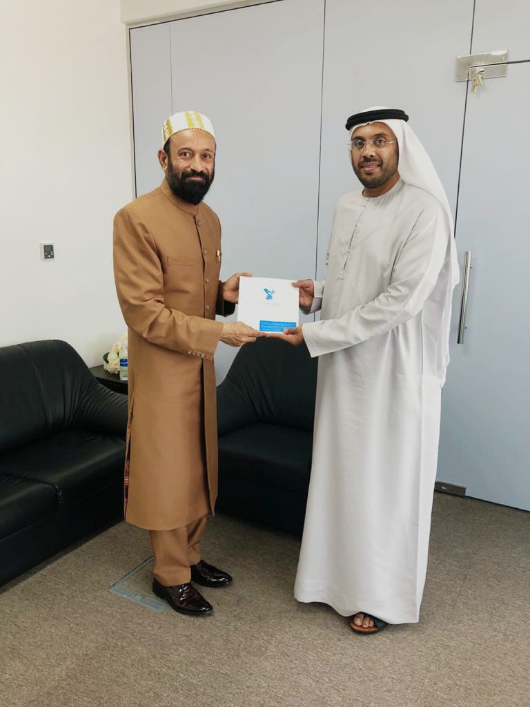 Dr. Mustafa Saasa with H.E. Dr. Mohamed Butti Thani Tarish Al Shamsi - Treasurer & Board Member of Geneva Centre for Human Rights Advancement and Global Dialogue, Dubai - UAE on 27th September 2020. 